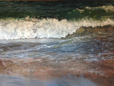Seascape painting with wave