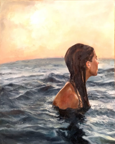 woman looking into the horizon looking lost